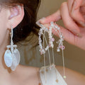 Vacation Style Sparkling Zircon Shell Cross Geometric Stud Earrings For Sweet Island Looks view 1
