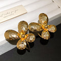 2026 New European American Statement Iron Metal Flower Stud Earrings For Women view 4