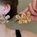 2026 New European American Statement Iron Metal Flower Stud Earrings For Women view 1