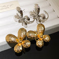 2026 New European American Statement Iron Metal Flower Stud Earrings For Women view 2
