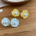 Fresh Floral Faux Pearl Stud Earrings For Women Sweet Luxury Elegant Flower Ear Jewelry view 4