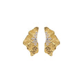 18K Gold Plated Copper Zircon Geometric Pleated Stud Earrings For Women Fashion OL Jewelry view 5
