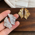 18K Gold Plated Copper Zircon Geometric Pleated Stud Earrings For Women Fashion OL Jewelry view 4