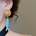 Vintage Enamel Goldfish Drop Earrings Ethnic Style Alloy Silver Needle Jewelry view 3