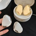 European American Style Iron Crumpled Oval Stud Earrings, Geometric Light Luxury Fashion Jewelry view 4