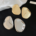 European American Style Iron Crumpled Oval Stud Earrings, Geometric Light Luxury Fashion Jewelry view 2
