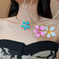 Sweet Style Iron Metal Flower Earrings Necklace Jewelry Set For Women Minimalist Fashion Design view 3