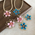 Sweet Style Iron Metal Flower Earrings Necklace Jewelry Set For Women Minimalist Fashion Design view 4