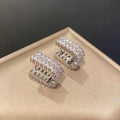 Fashion Double Row Zircon U Shaped Hoop Earrings, Elegant Trendy Cross Border Jewelry view 3
