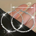 Korean Japanese Square Metal Earrings, Minimalist Personality Circle Silver Nugget Large Hoops view 4