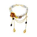 Sweet Cool Glass Bead Rhinestone Flower Teardrop Pearl Clavicle Necklace view 5
