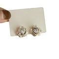 Alloy French Camellia Flower Zircon Pearl Stud Earrings For Women, Sweet Light Luxury Style view 5