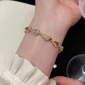 Dopamine Sparkling Gourd Zircon Copper Bangle Geometric Palace Style Luxury Bracelet view 4