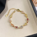 Dopamine Sparkling Gourd Zircon Copper Bangle Geometric Palace Style Luxury Bracelet view 2