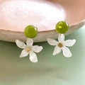 Fresh Forest Style White Resin Starfish Flower Stud Earrings For Women view 3