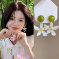 Fresh Forest Style White Resin Starfish Flower Stud Earrings For Women view 2