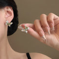 Light Luxury Zircon Mint Butterfly Alloy Stud Earrings For Women 2025 Elegant Niche Style view 2