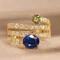 Old Money Style Spiral Multi Layer Ring With Faux Sapphire For Women Designer Fashion Jewelry view 2