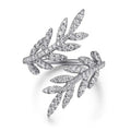 Open Leaf Feather Ring, Light Luxury Adjustable Fashion Ring For Elegant Daily Hand Jewelry view 1