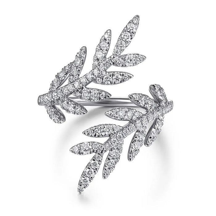 Open Leaf Feather Ring, Light Luxury Adjustable Fashion Ring For Elegant Daily Hand Jewelry