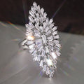 Women's Marquise Burst Quadrilateral Statement Ring, Luxury Banquet Style Fashion Jewelry view 3