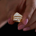 Princess Palace Style Women's Ring Semi Round Geometric Micro Pave Three Layer Fashion Accessory view 2