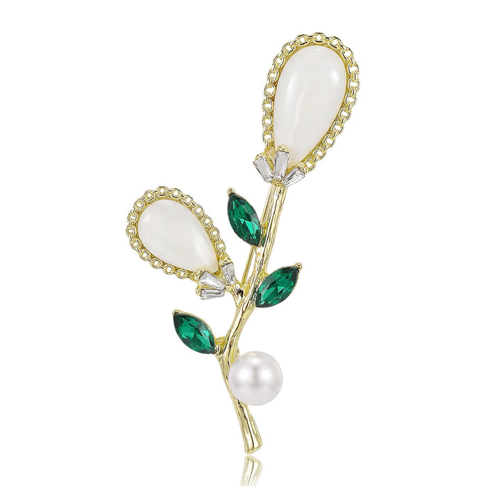 Rhinestone Acrylic Flower Brooch Pin For Suits And Cardigans