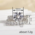 Luxury Four Prong Inlaid Women's Couple Ring Wedding Party Old Money Style Jewelry view 4