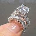 Luxury Four Prong Inlaid Women's Couple Ring Wedding Party Old Money Style Jewelry view 2