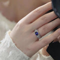 Designer Imitation Blue Sapphire Women's Ring With Double Claw Setting, Elegant Jewelry view 3