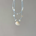 Old Money Style Glass Beaded Shell Charm Necklace, Summer Island Sweet Collarbone Choker view 2