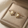 Elegant Gold Alloy Rhinestone Crescent Moon Heart Pearl Stud Earrings For Women Light Luxury Earrings view 4