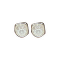 Light Luxury Faux Pearl Shell Flower Stud Earrings, Modern Geometric Silver Needle Jewelry view 5