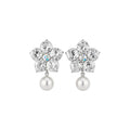 Light Luxury Floral Rhinestone Faux Pearl Drop Earrings With Silver Posts view 5
