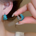 Light Luxury Alloy Full Rhinestone Hoop Ear Cuff Earrings For Women Minimalist Geometric Round Design view 2