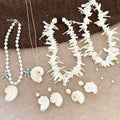 Bohemian Conch Shell Faux Pearl Necklace And Earrings Jewelry Set For Women Vacation Old Money Style view 1