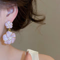 Vintage Alloy Enamel Flower Pearl Stud Earrings Elegant Playful Floral Jewelry For Women view 3