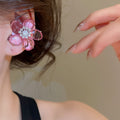 Copper Crystal Flower Clip-on Earrings For Women, No-Piercing Fashion OL Ear Cuffs view 3