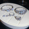 Light Luxury Copper Zircon Butterfly Leaf Flower Stud Earrings Bracelet Ring Jewelry Set view 1