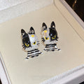 Black White Enamel Cat Pearl Stud Earrings For Women Cute Alloy Animal Fashion Jewelry view 2