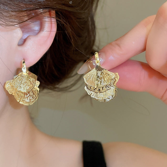 Vintage Hollow Alloy Ginkgo Leaf Tassel Drop Earrings, Minimalist Butterfly Wing Design
