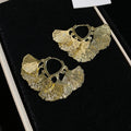 Vintage Hollow Alloy Ginkgo Leaf Tassel Drop Earrings, Minimalist Butterfly Wing Design view 4