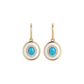 Mother Of Pearl Shell Turquoise Oval Geometric Hook Earrings For Women Vintage Court Style view 5