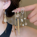 14K Gold Plated Copper Teardrop Rhinestone Threader Earrings With Silver Needles view 1