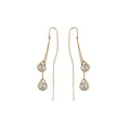 14K Gold Plated Copper Teardrop Rhinestone Threader Earrings With Silver Needles view 5