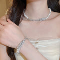 Old Money French Style Faux Pearl Beaded Flower Zircon Luxury Necklace view 2