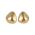 Smooth Metal Geometric Oval Stud Earrings With Silver Pins Vintage Minimalist Luxury Style view 5