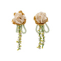 Yellow Fabric Flower Tassel Drop Earrings For Women Vacation Style Floral Statement Jewelry view 5