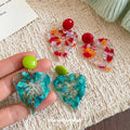 European Style Resin Leaf Flower Stud Earrings, Minimalist Summer Nature Inspired Design view 2