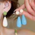 Colorful Resin Teardrop Stud Earrings Minimalist Light Luxury Fashion Ear Jewelry for Women view 2
